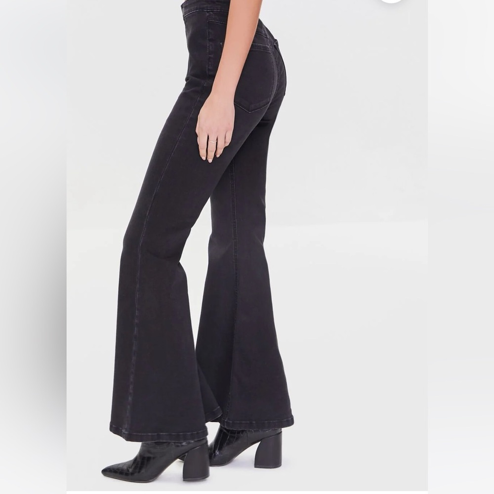 Forever 21 Premium Black Denim high waisted flair bell bottom size 27 - Picture 3 of 8